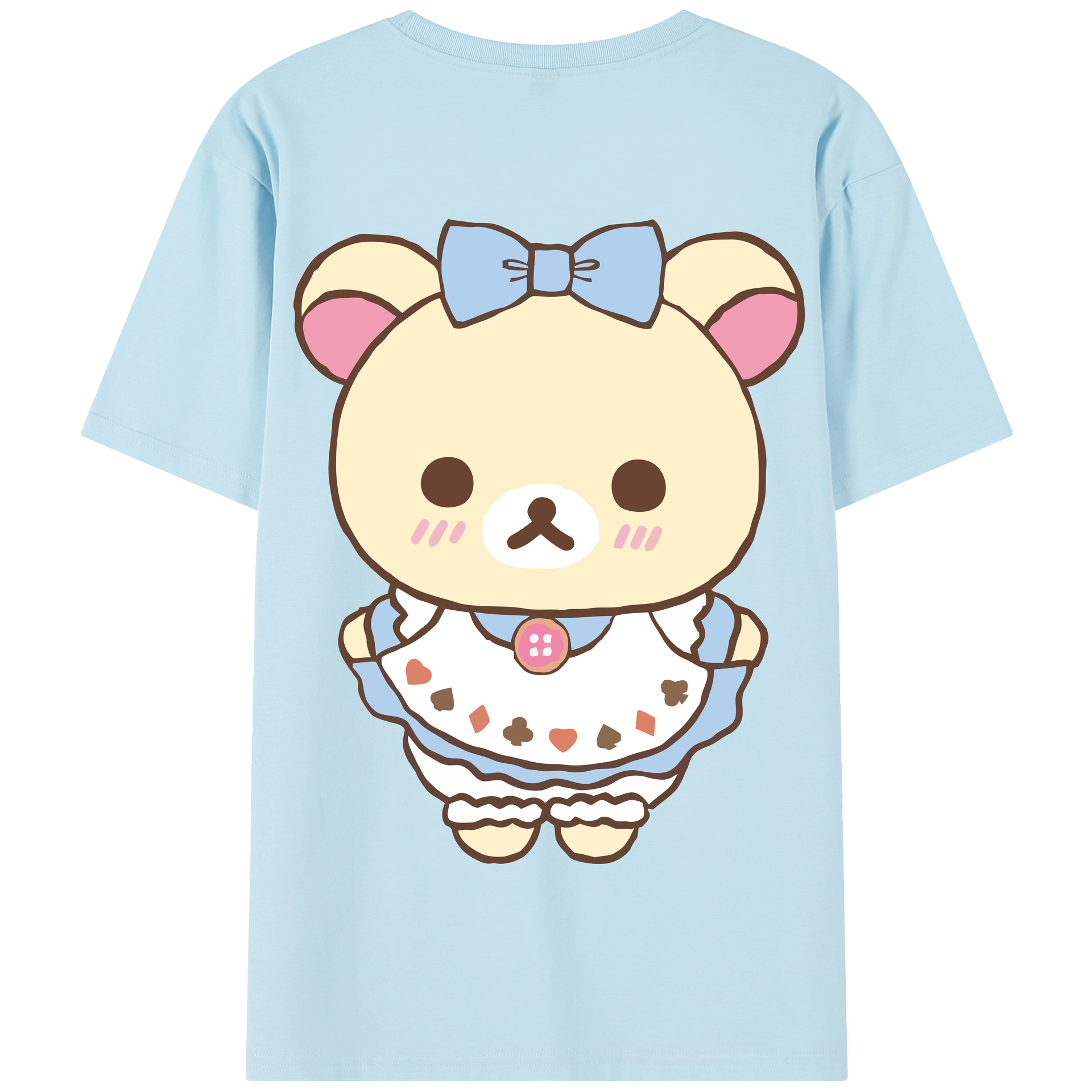 （画像用） リラックマ リラックマ キイロイトリ Rilakkuma Korilakkuma Kiiroitori 綿100％半袖Tシャツ（背面プリント）